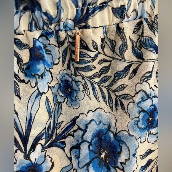 Revolve MISA Los Angeles Carmen Floral Asymmetric Ruffle Skirt Indigo Bloom XS - Picture 5 of 7